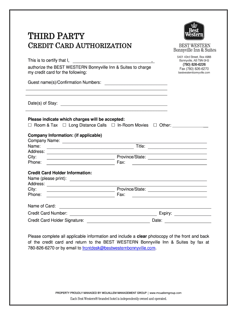 Best Western Credit Card Authorization Form – Fill Online Pertaining To Hotel Credit Card Authorization Form Template