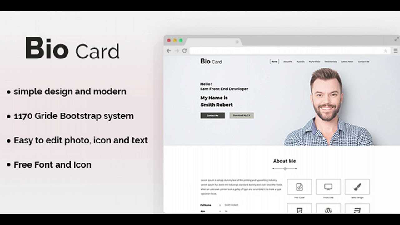 Biocard – Personal Portfolio Psd Template | Themeforest For Bio Card Template