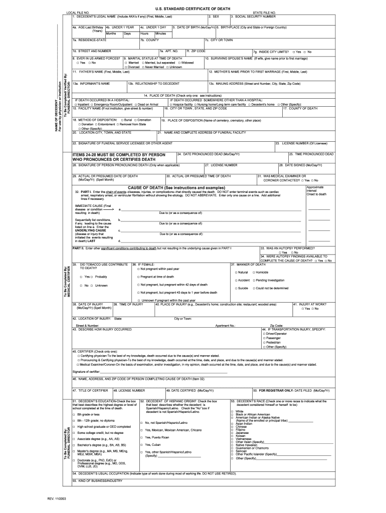 Blank Death Certificate Form – Fill Online, Printable Regarding Baby Death Certificate Template