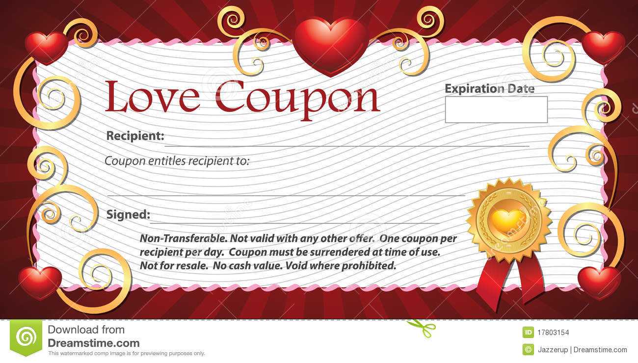 Blank Love Coupon Stock Illustration. Illustration Of For Love Certificate Templates