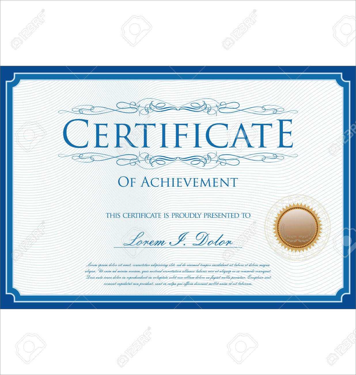 Blue Certificate Or Diploma Template Inside Dance Certificate Template