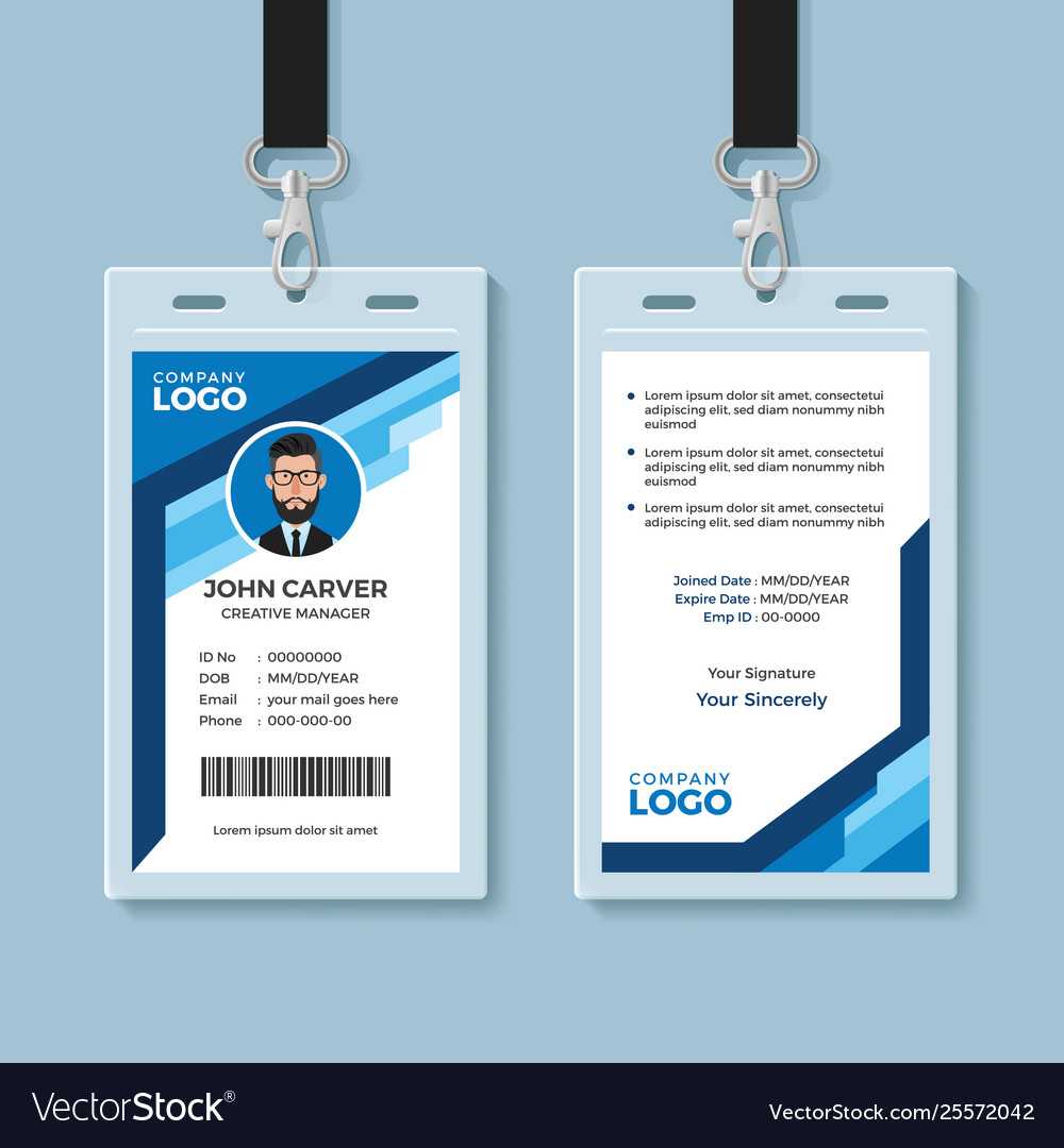 Blue Graphic Employee Id Card Template Inside Personal Identification Card Template