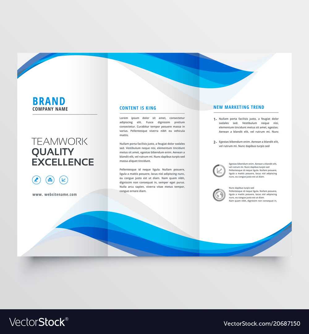 Blue Wavy Business Trifold Brochure Template For Free Illustrator Brochure Templates Download