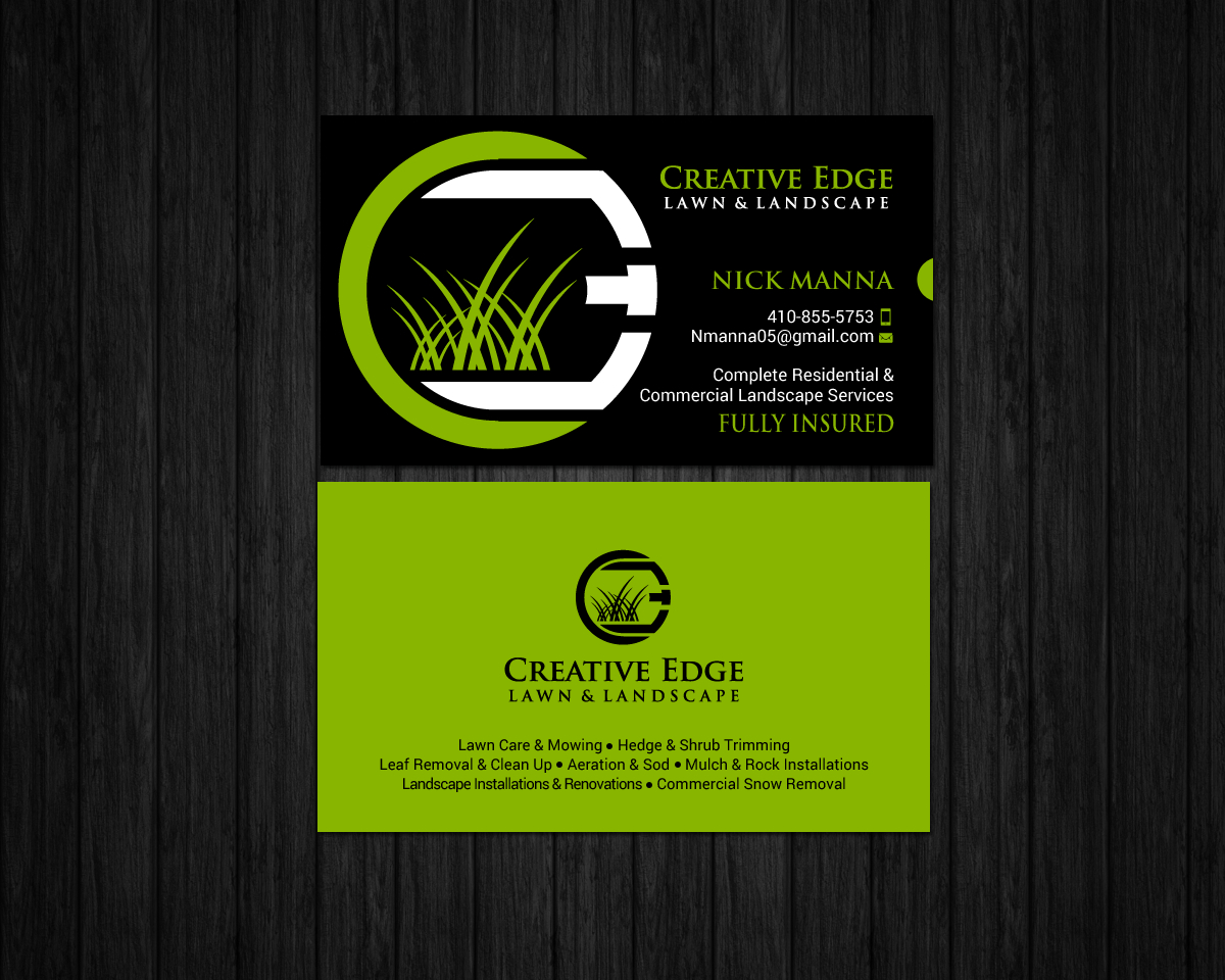 Bold, Serious, Landscape Business Card Design For A Company For Lawn Care Business Cards Templates Free