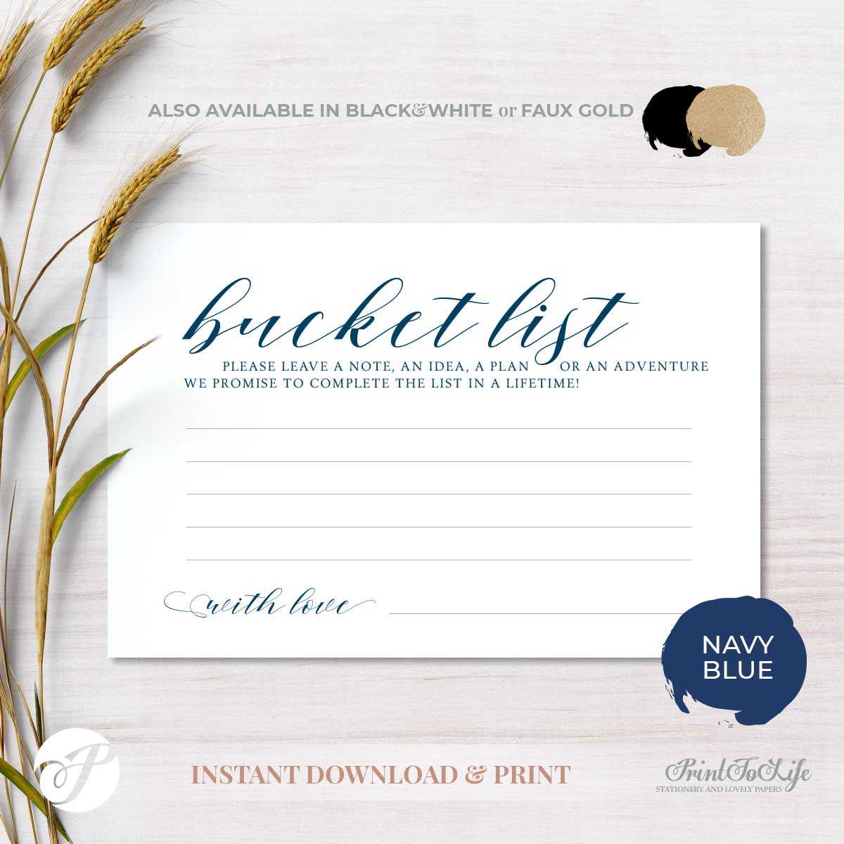 Bucket List Card, Wedding Advice Card, Navy Blue, #mrandmrs Collection With Marriage Advice Cards Templates