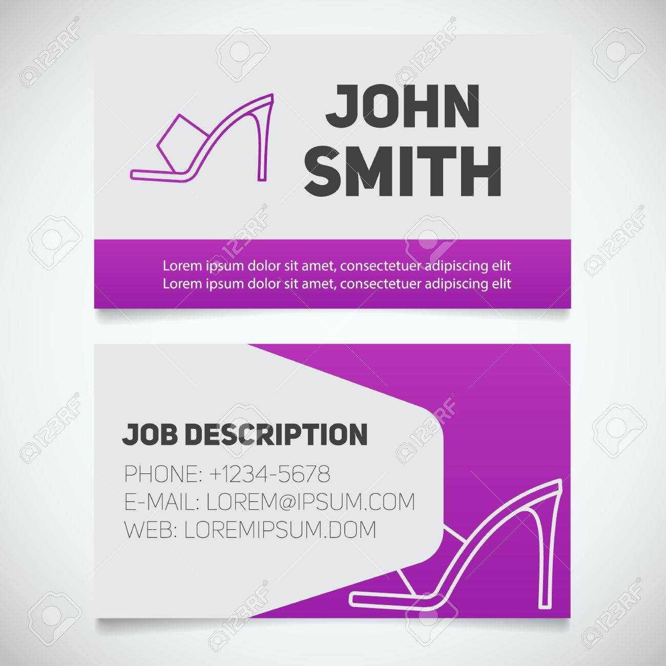 Business Card Print Template With High Heel Shoe Logo. Manager With Regard To High Heel Template For Cards