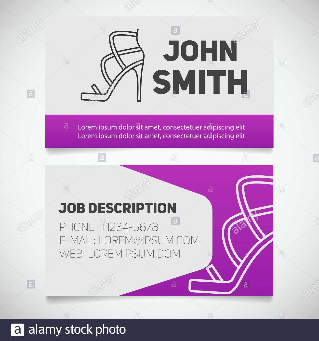 Business Card Print Template With High Heel Shoe Logo Throughout High Heel Shoe Template For Card