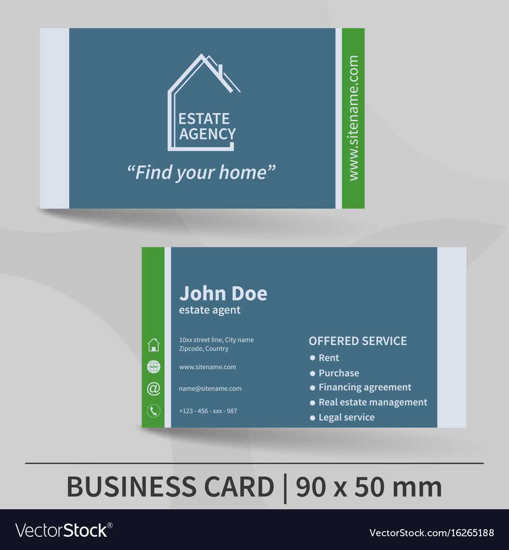 Business Card Template Real Estate Agency Design Within Real Estate Agent Business Card Template