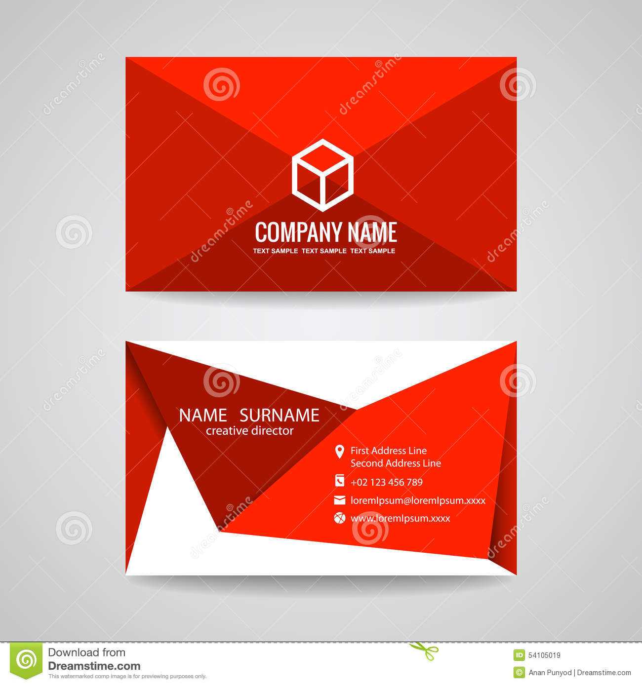 Business Card Vector Graphic Design , Red Triangle Fold And Intended For Fold Over Business Card Template