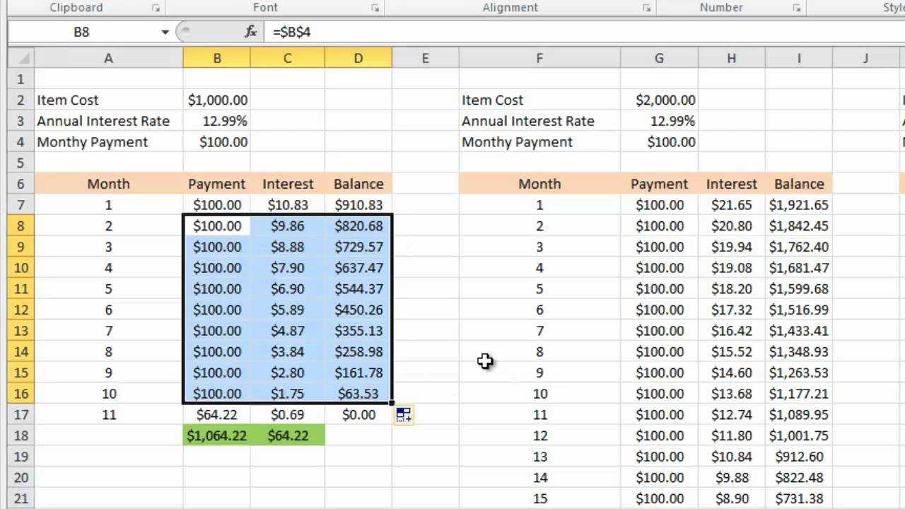 Calculating Credit Card Payments In Excel 2010 For Credit Card Payment Spreadsheet Template