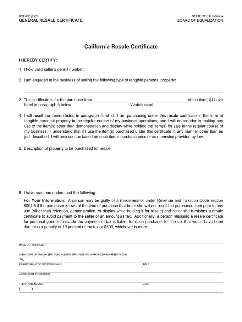 California Resale Certificate – Fill Online, Printable Inside Resale Certificate Request Letter Template