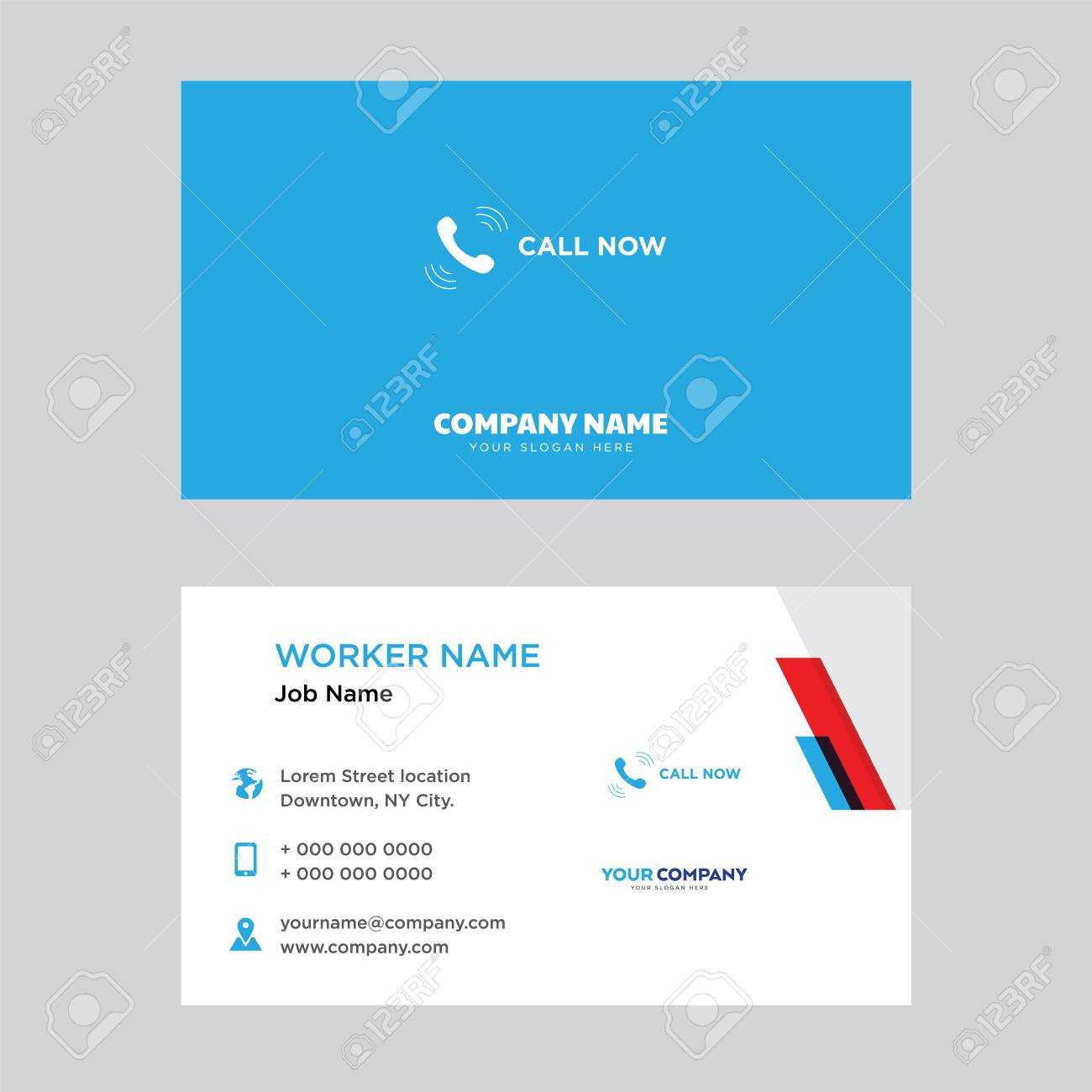 Call Now Business Card Design Template In Front And Back Illustration. Regarding Call Card Templates