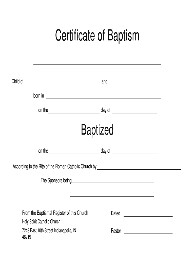 Catholic Baptism Certificate Online – Fill Online, Printable For Roman Catholic Baptism Certificate Template