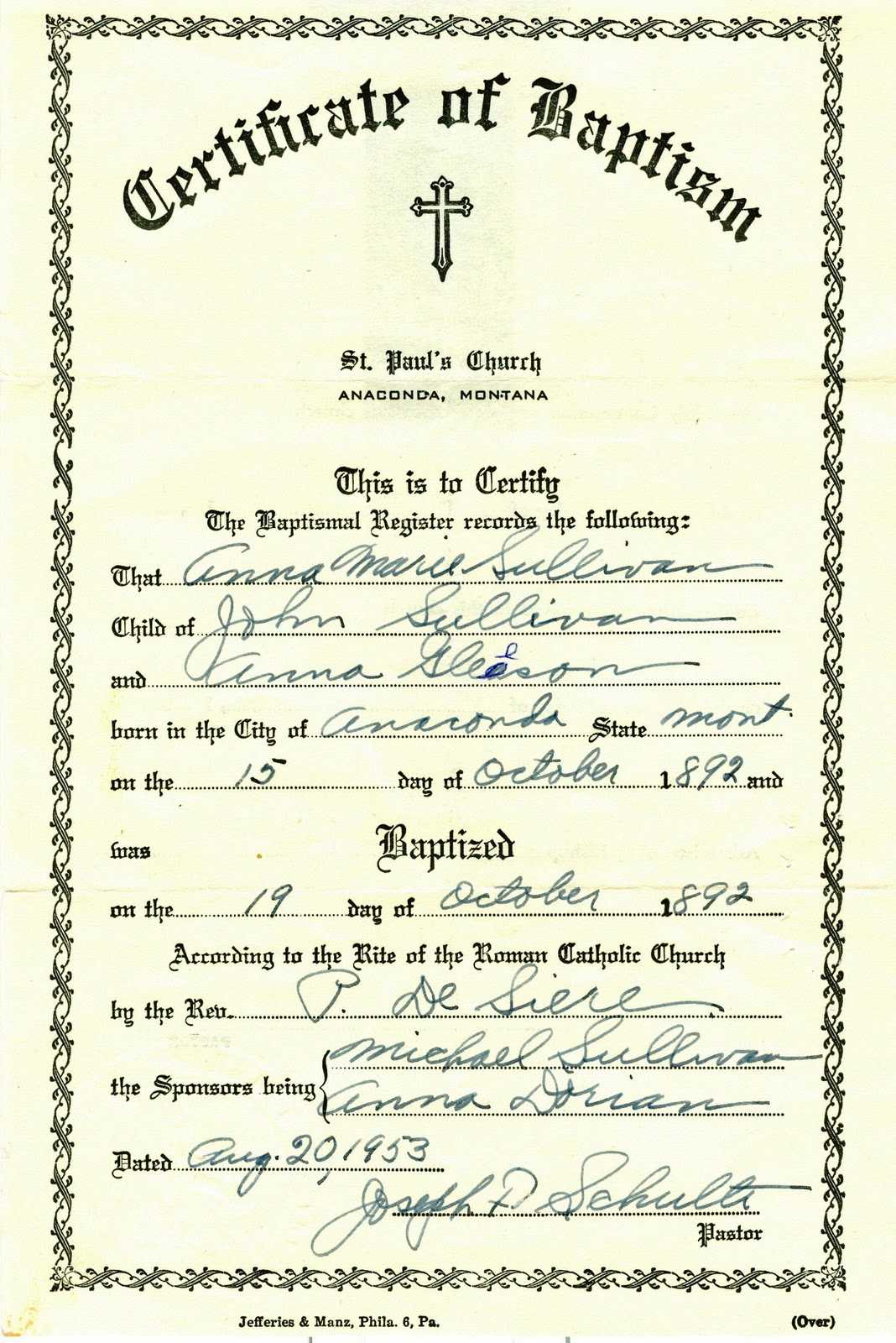 Catholic Baptism Certificate Template ] – Church With Roman Catholic Baptism Certificate Template