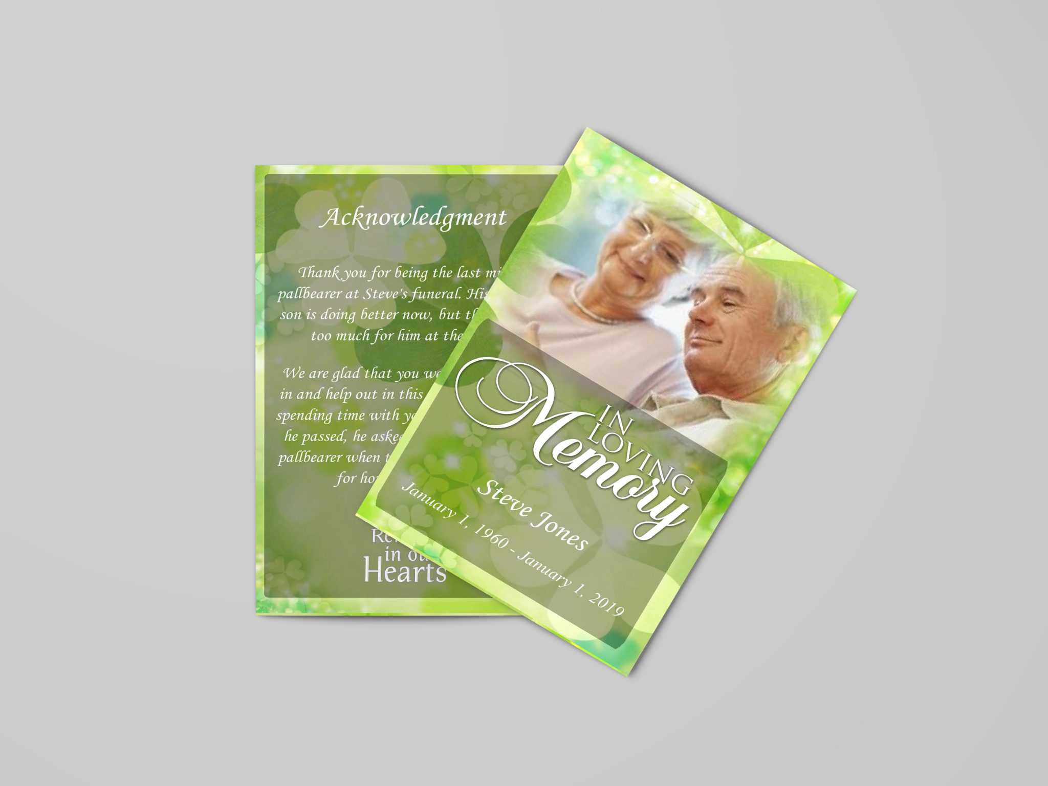 Celtic Irish Green Funeral Program Template Intended For Memorial Cards For Funeral Template Free