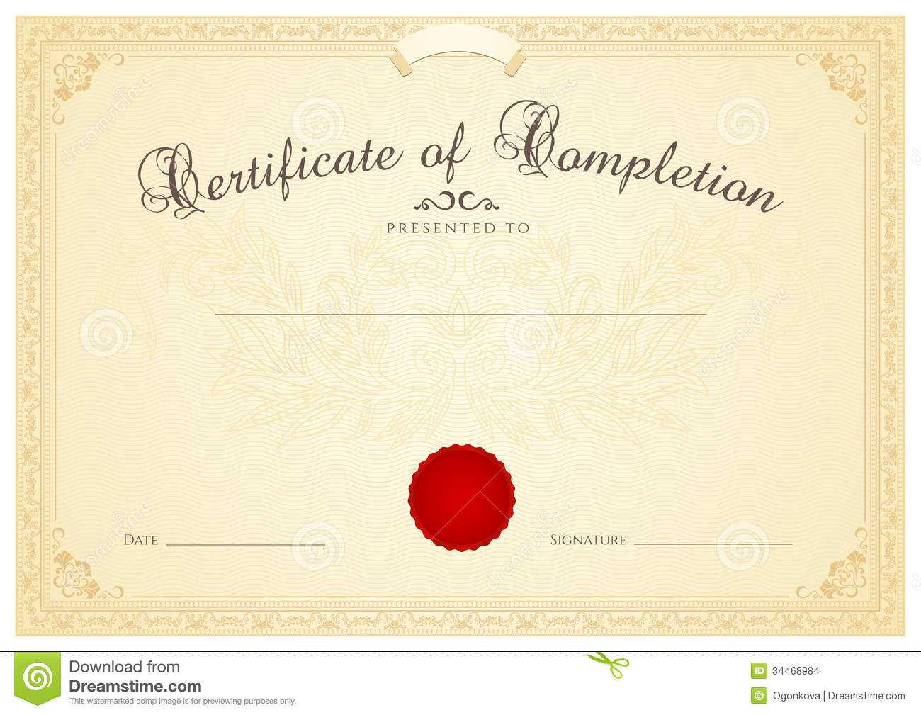 Certificate / Diploma Background Template. Floral Stock For Certificate Scroll Template