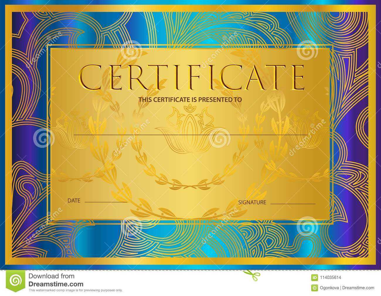Certificate, Diploma Golden Design Template, Colorful With Regard To Certificate Scroll Template