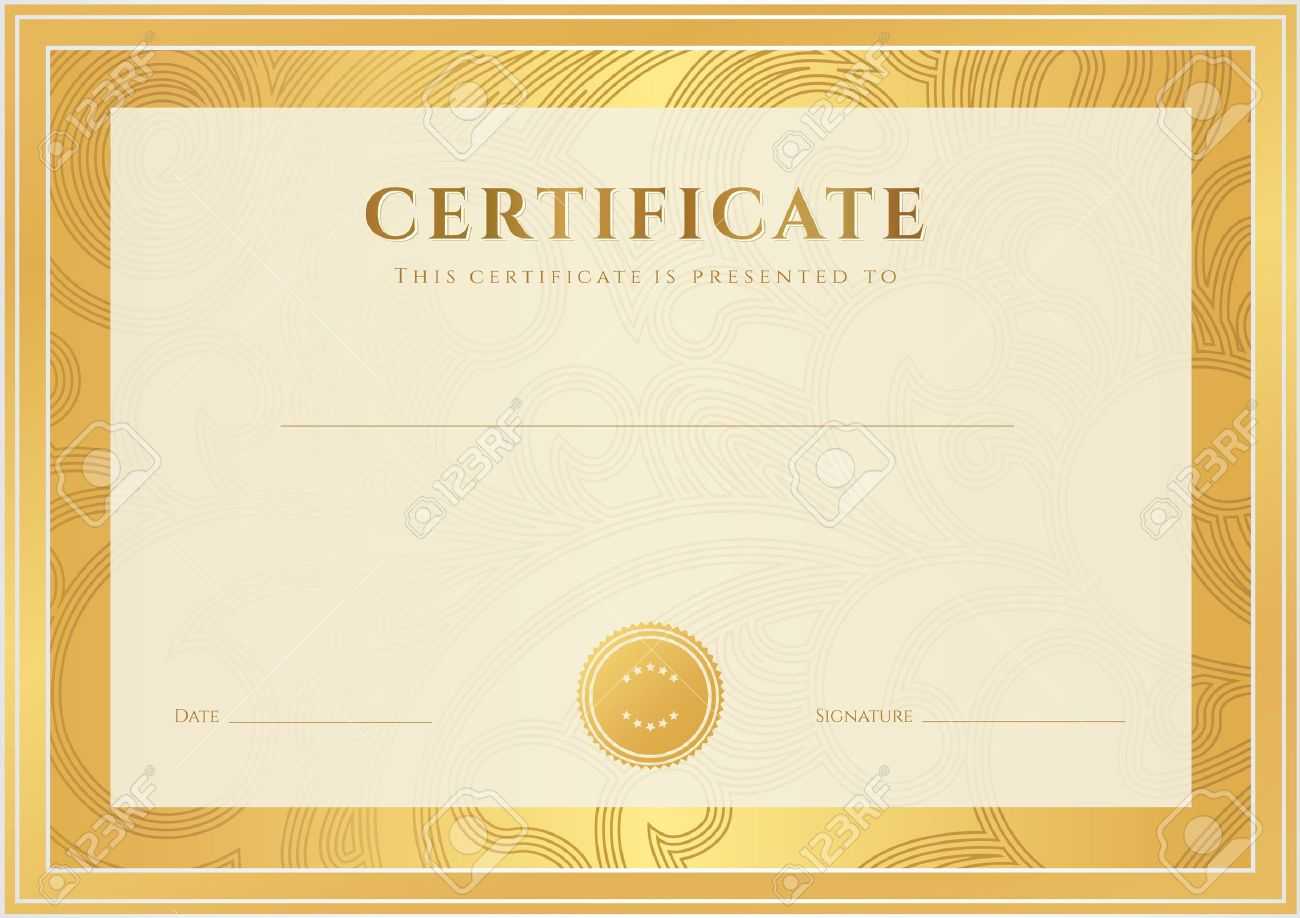 Certificate, Diploma Of Completion Template, Background Gold.. With Certificate Scroll Template