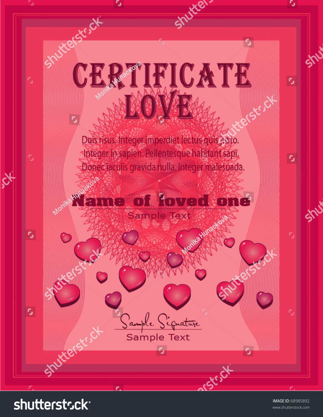 Certificate Love Vector Template | Royalty Free Stock Image With Love Certificate Templates