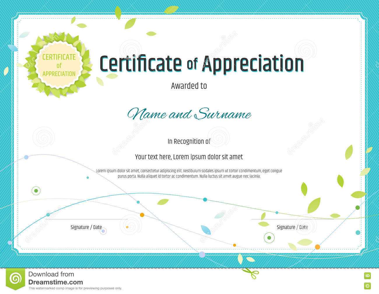 Certificate Of Appreciation Template In Nature Theme With Pertaining To Certificates Of Appreciation Template