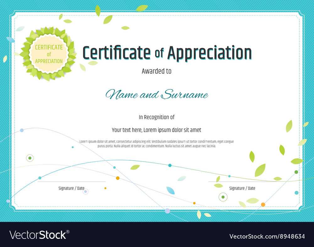 Certificate Of Appreciation Template Nature Theme Inside Printable Certificate Of Recognition Templates Free