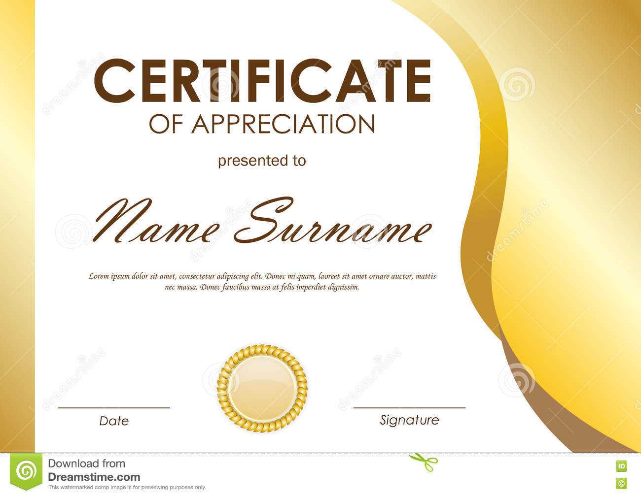 Certificate Of Appreciation Template Stock Vector Pertaining To Certificates Of Appreciation Template
