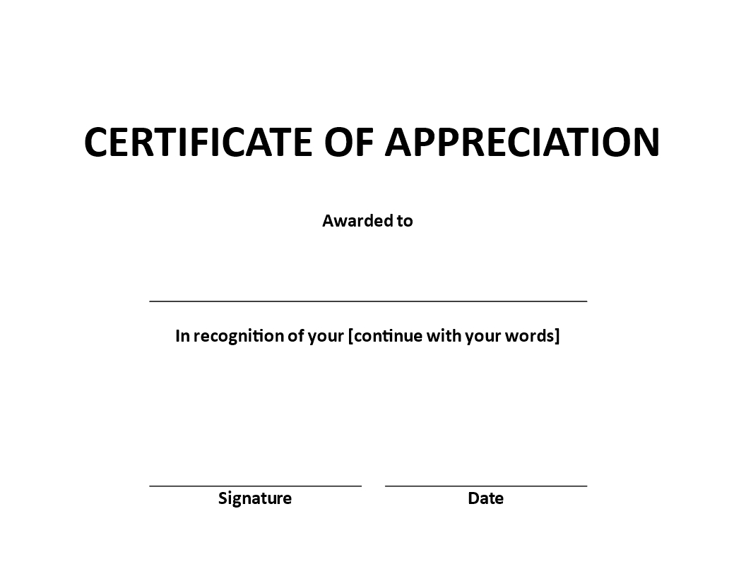 Certificate Of Appreciation Word Example | Templates At With Regard To Certificate Of Appearance Template