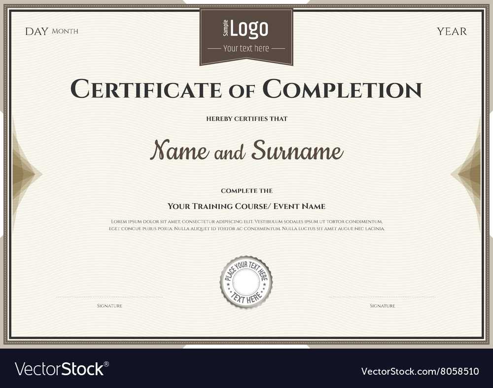 Certificate Of Completion Template In Brown For Certification Of Completion Template