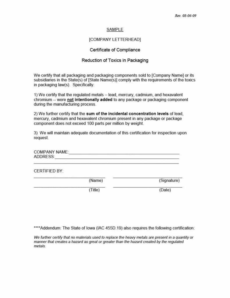 Certificate Of Compliance Template – Karati.ald2014 For Certificate Of Conformity Template Free