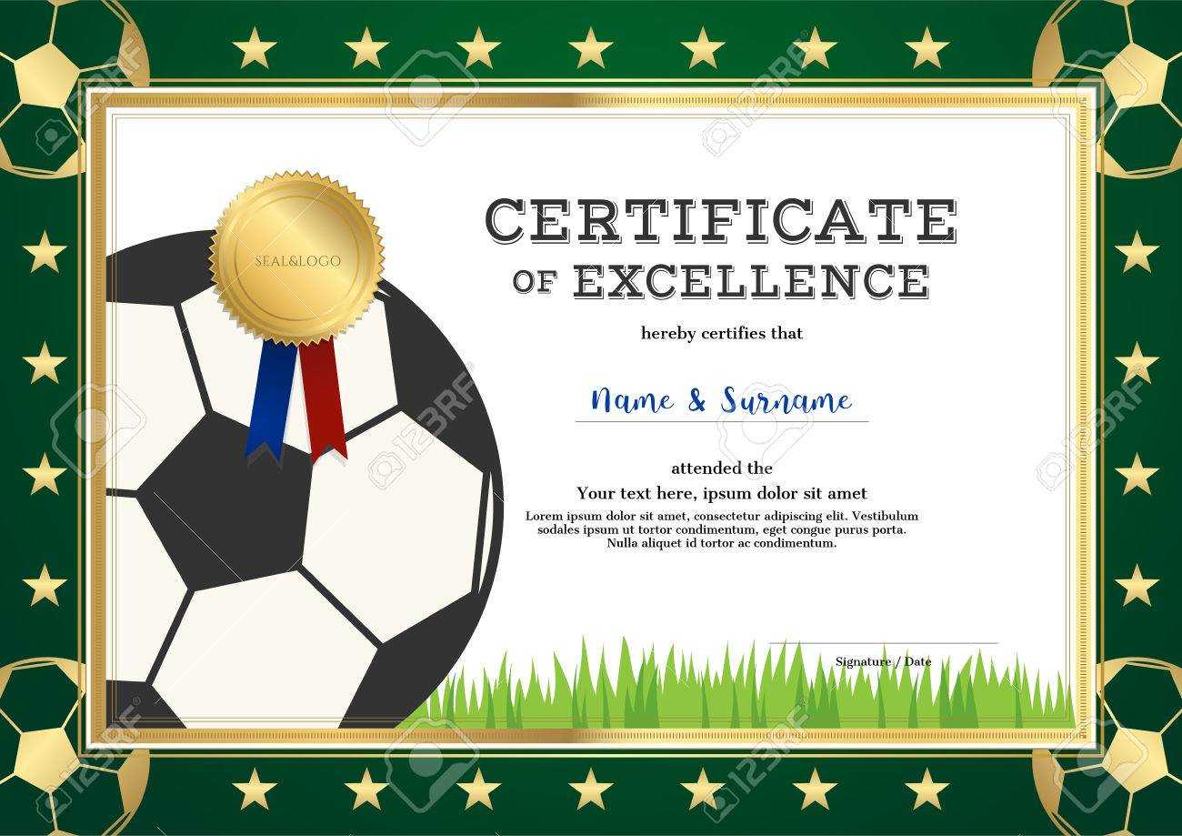 Certificate Of Excellence Template In Sport Theme For Football.. Pertaining To Football Certificate Template