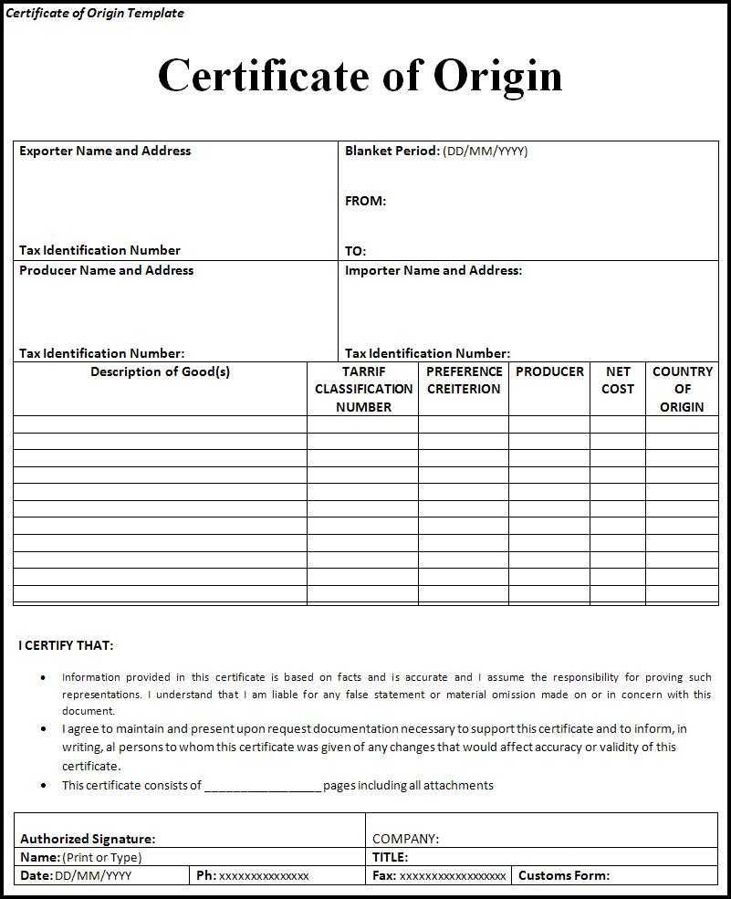 Certificate Of Origin | Trade Samaritan With Regard To Certificate Of Manufacture Template