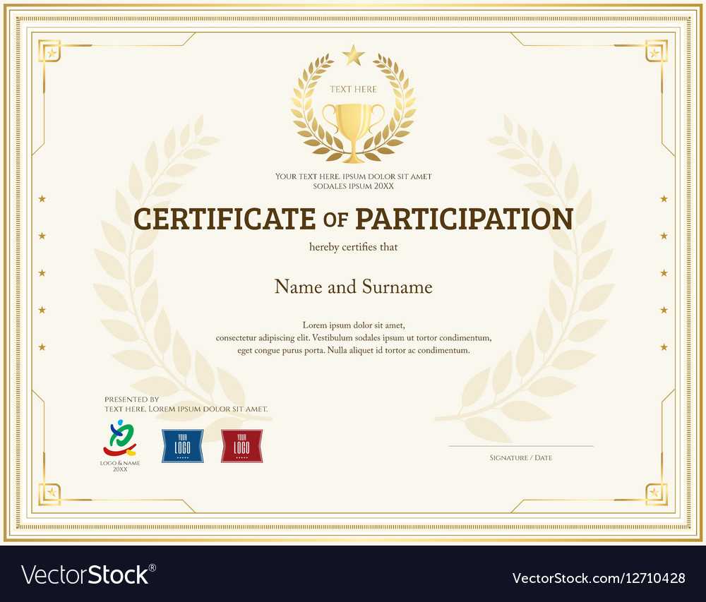 Certificate Of Participation Template Gold Theme Regarding Templates For Certificates Of Participation