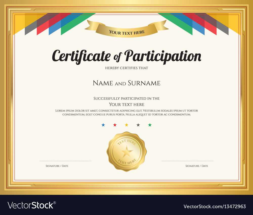 Certificate Of Participation Template With Gold For Templates For Certificates Of Participation