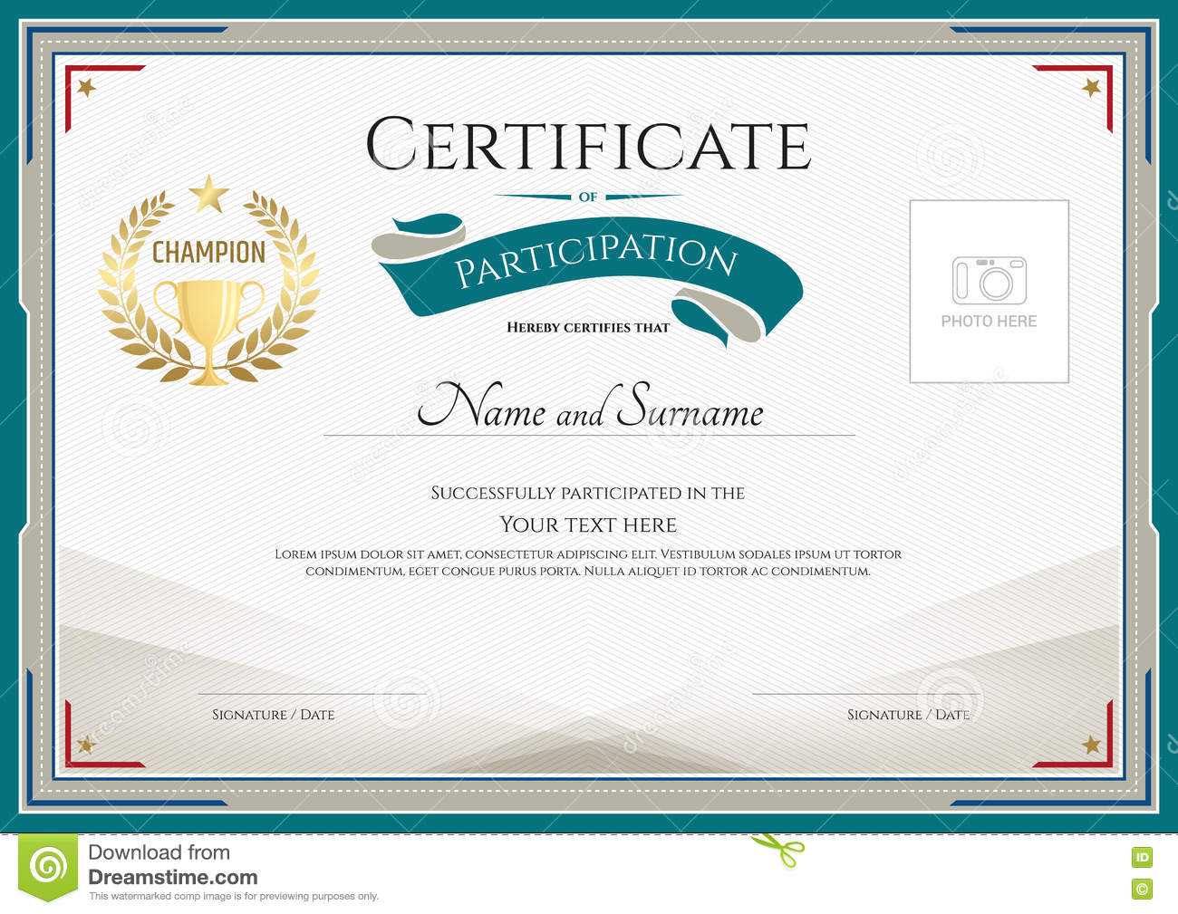 Certificate Of Participation Template With Green Broder Intended For Certificate Of Participation Word Template