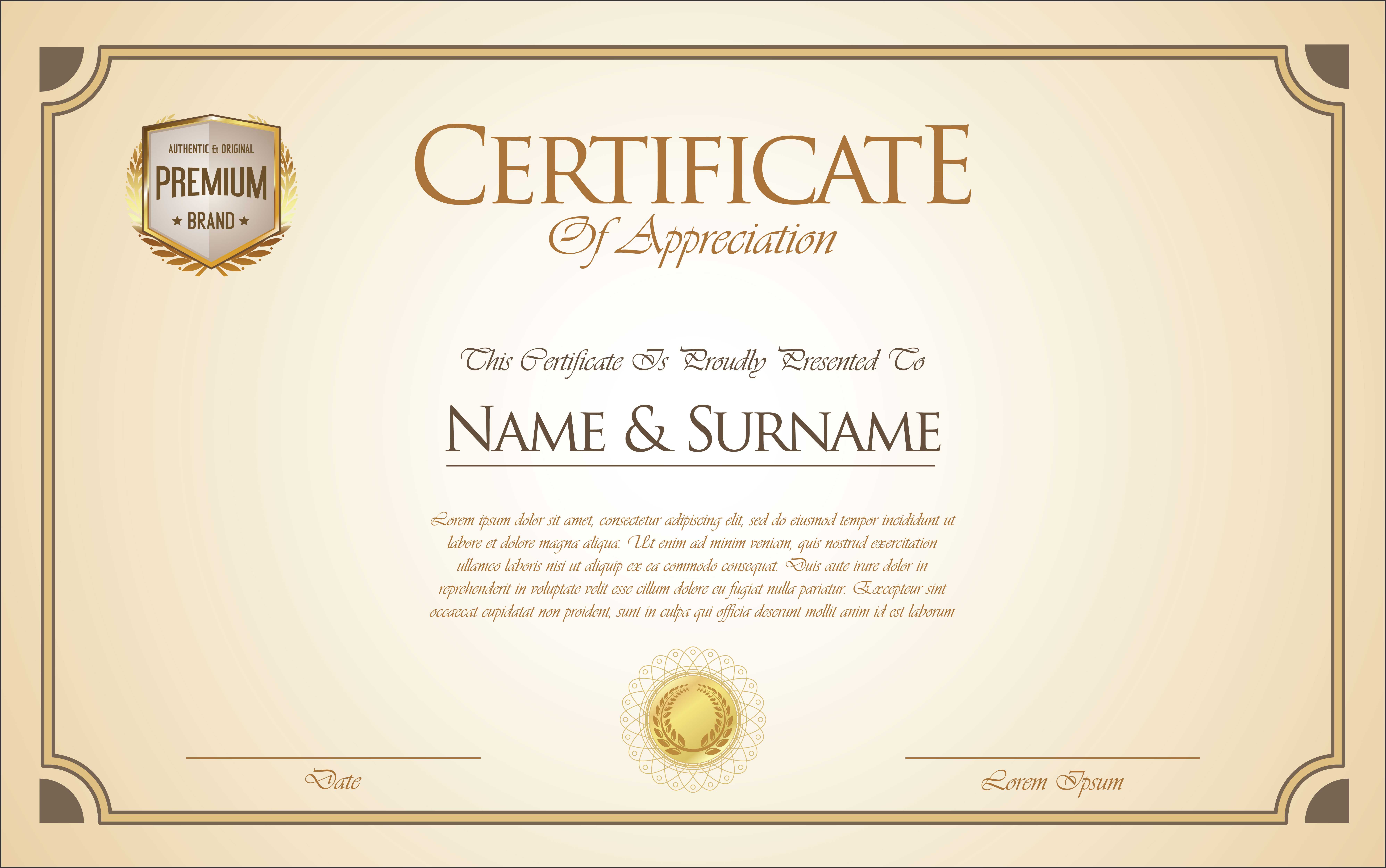 Certificate Or Diploma Retro Template – Download Free For Commemorative Certificate Template