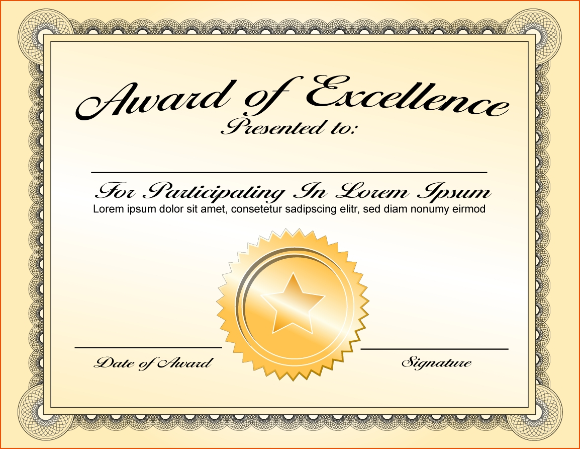 Certificate Template Award | Safebest.xyz Throughout Certificate Of Excellence Template Word