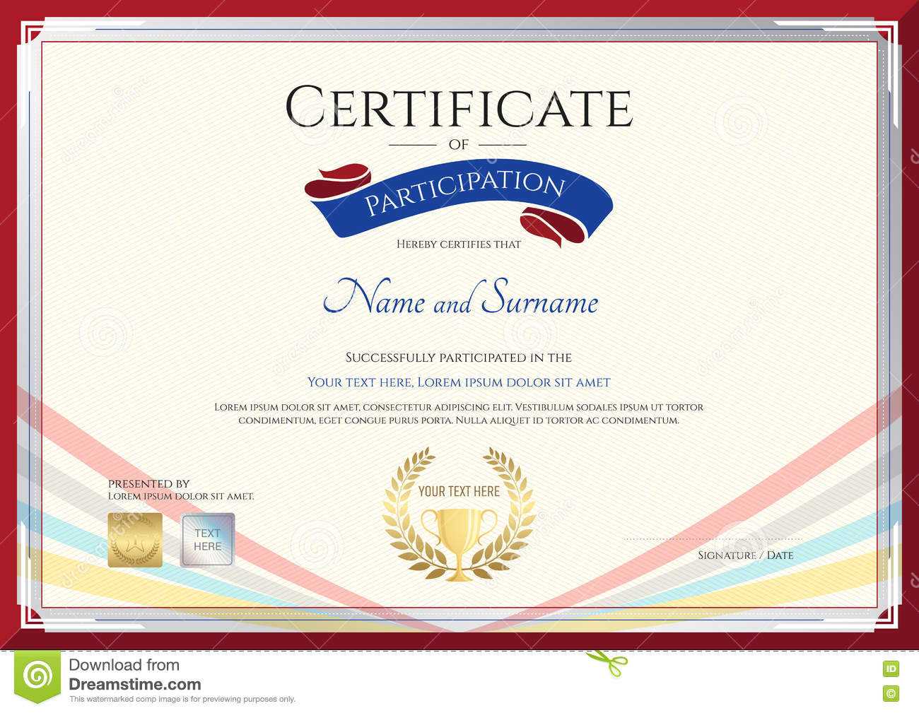 Certificate Template For Achievement, Appreciation Or Intended For Certification Of Participation Free Template