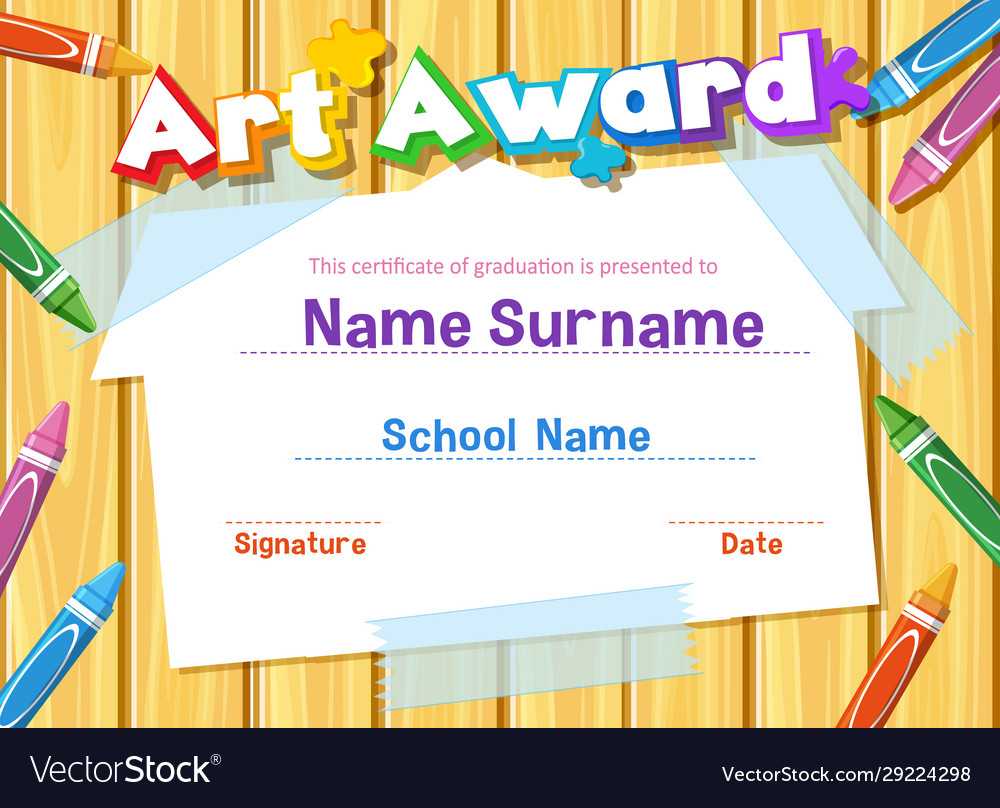 Certificate Template For Art Award With Crayons With Regard To Art Certificate Template Free