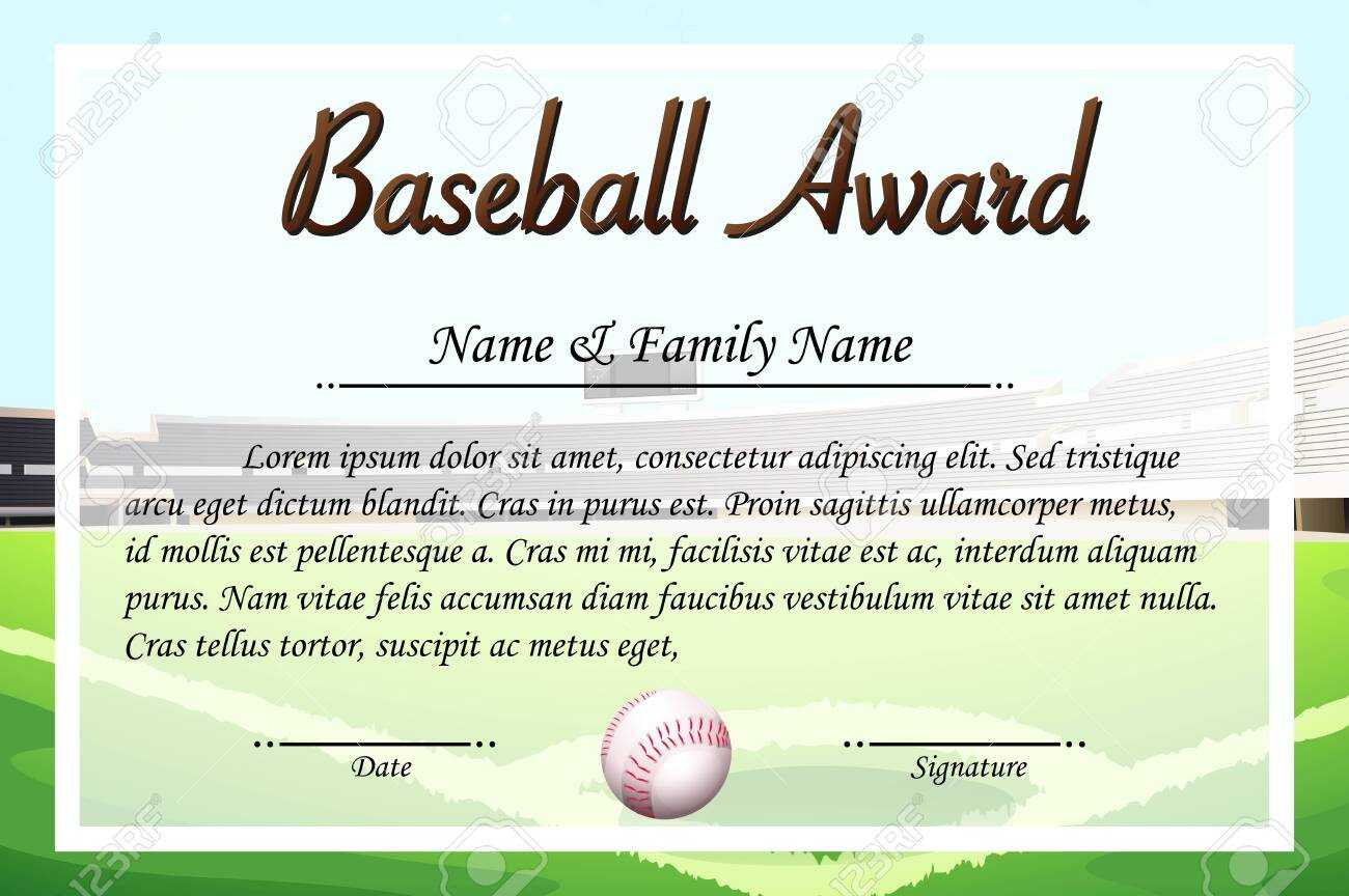 Certificate Template For Baseball Award Illustration With Regard To Softball Award Certificate Template