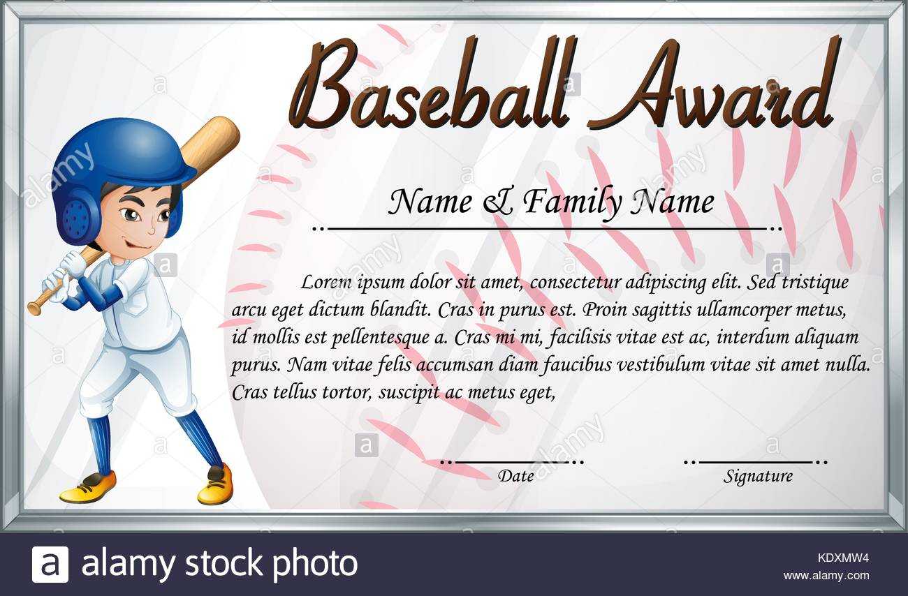 Certificate Template For Baseball Award With Baseball Player With Regard To Softball Award Certificate Template