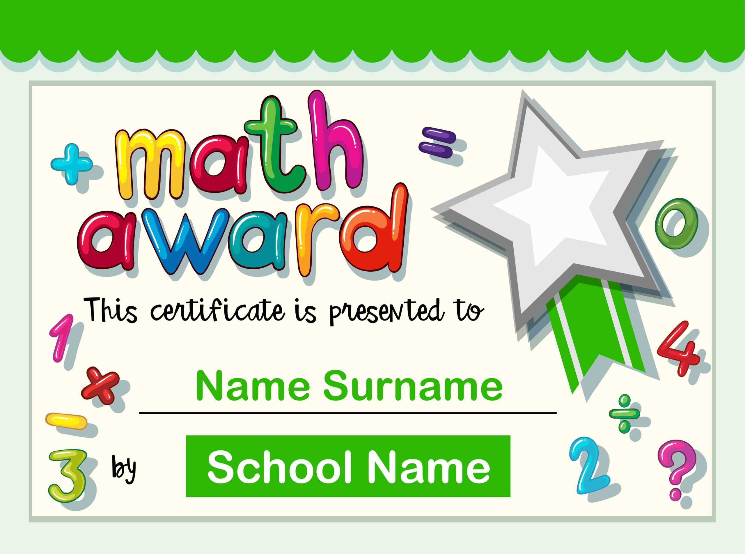 Certificate Template For Math Award – Download Free Vectors Intended For Star Award Certificate Template