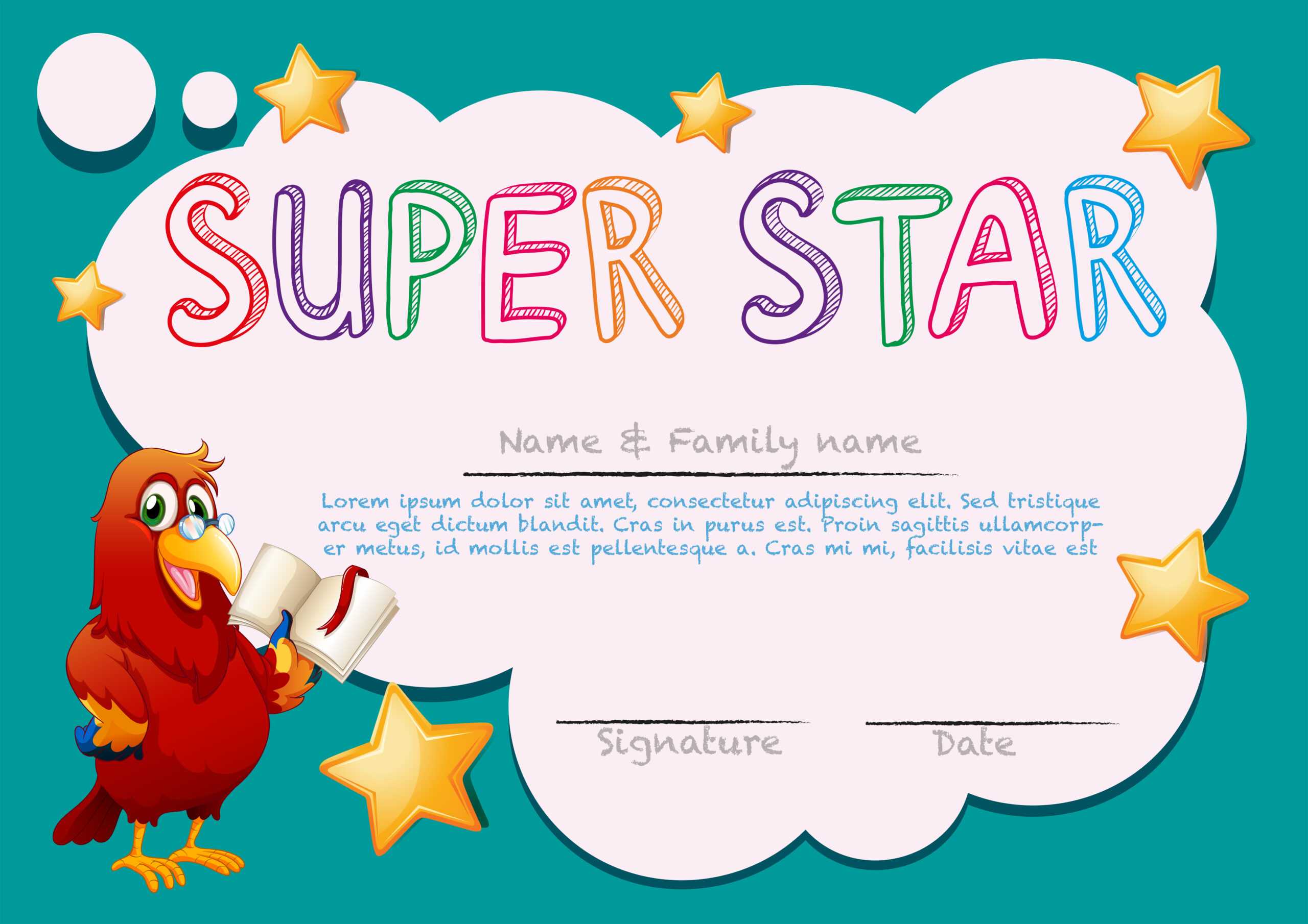 Certificate Template For Super Star – Download Free Vectors Intended For Star Award Certificate Template