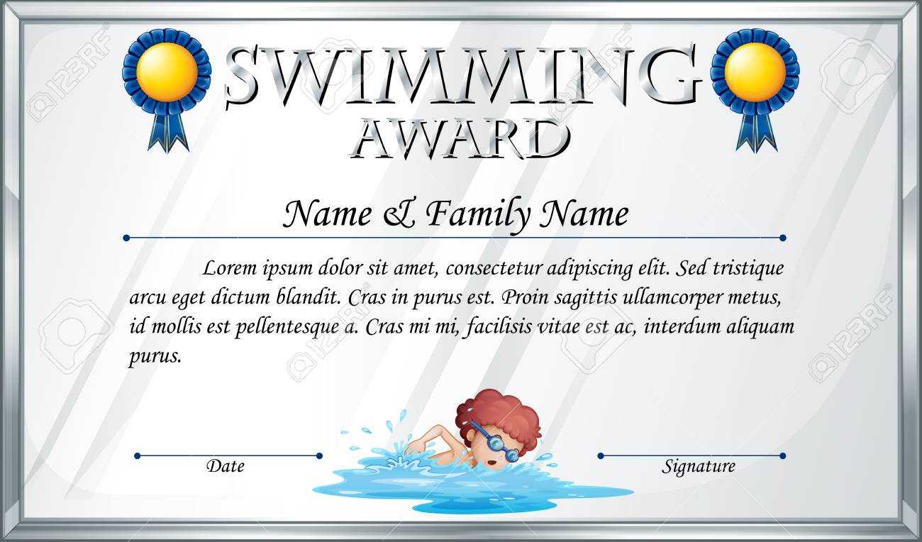 Certificate Template For Swimming Award Illustration Inside Free Swimming Certificate Templates