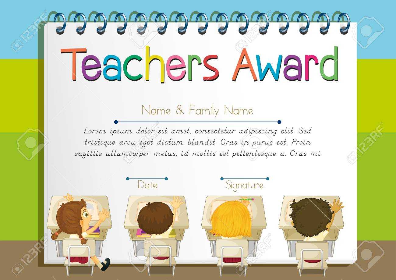 Certificate Template For Teachers Award Illustration Intended For Teacher Of The Month Certificate Template