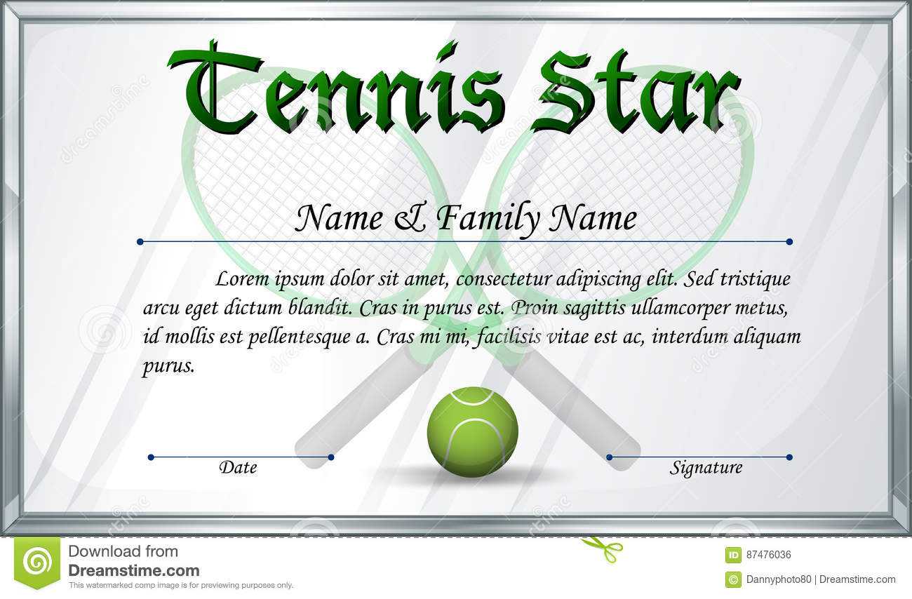Certificate Template For Tennis Star Stock Vector Pertaining To Softball Certificate Templates Free