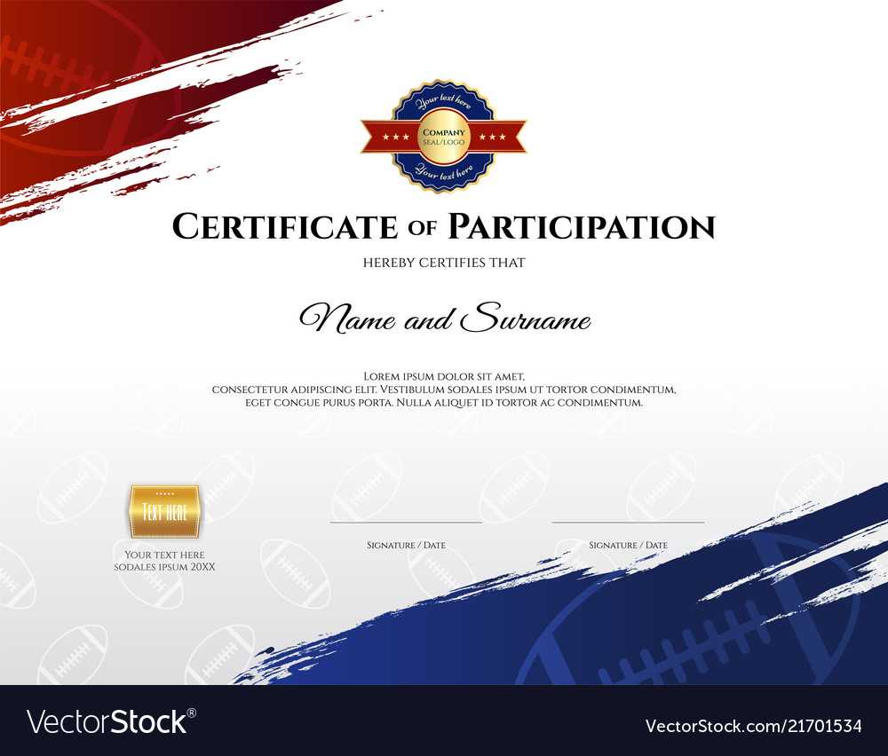 Certificate Template In Rugby Sport Theme With For Participation Certificate Templates Free Download