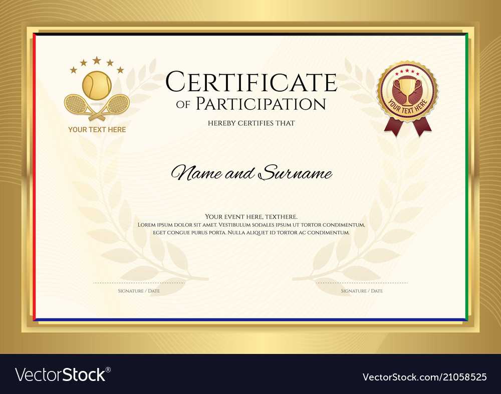 Certificate Template In Tennis Sport Theme With In Tennis Gift Certificate Template