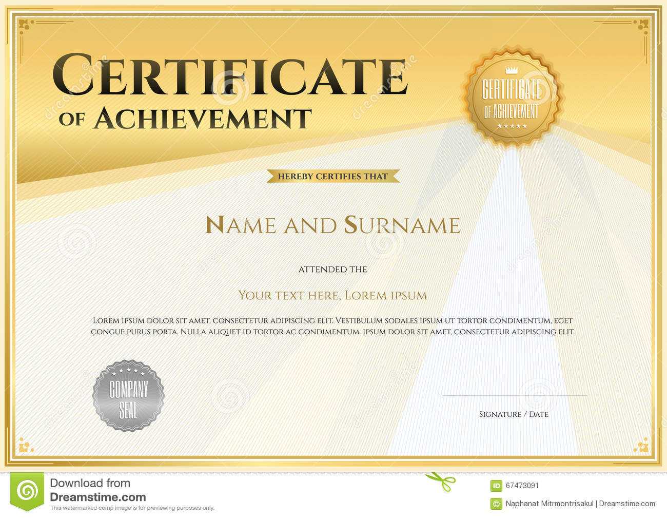 Certificate Template In Vector For Achievement Graduation Throughout Sales Certificate Template