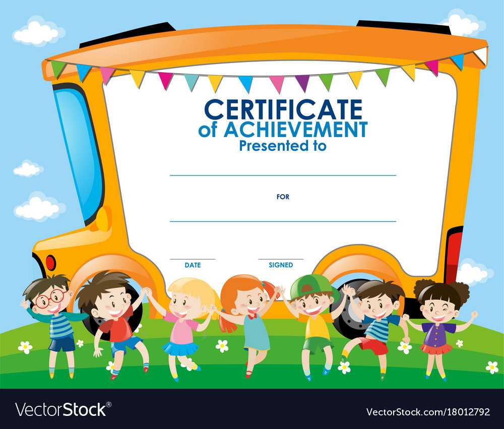 Certificate Template With Children And School Bus Intended For Certificate Templates For School