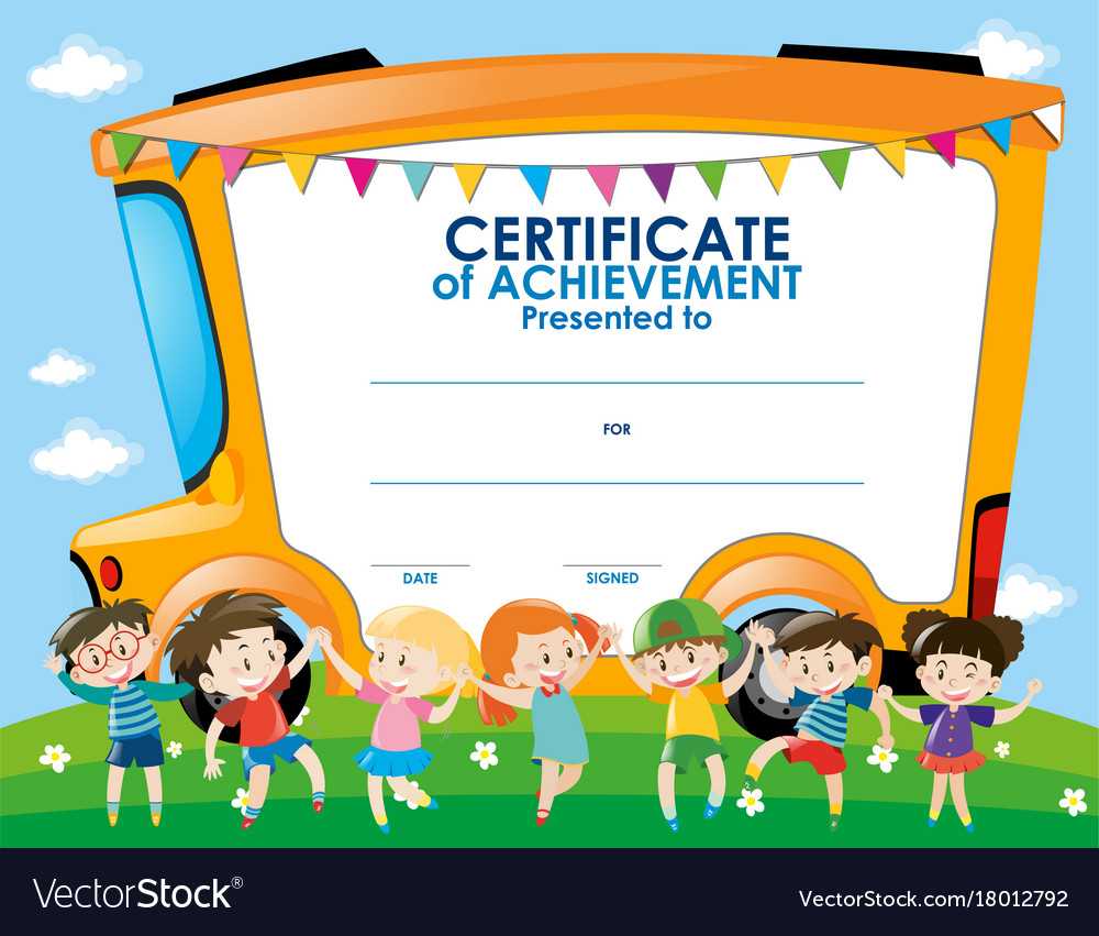 Certificate Template With Children And School Bus Pertaining To School Certificate Templates Free